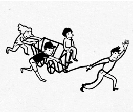 Leiterwagen mit Kindern